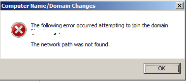 error network path not found windows 7